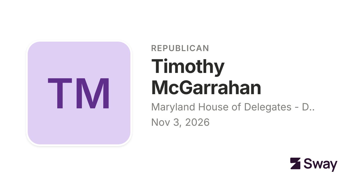 Timothy McGarrahan for Maryland House of Delegates - District 12B (2026 ...