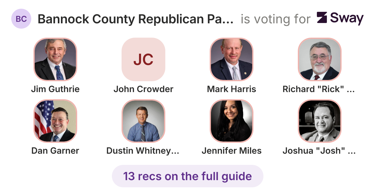 Bannock County Republican Party 2026 Candidates recommendations | Sway