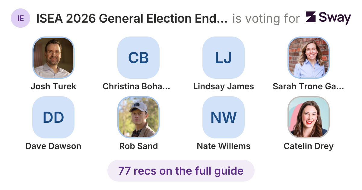 ISEA 2026 General Election Endorsements recommendations | Sway