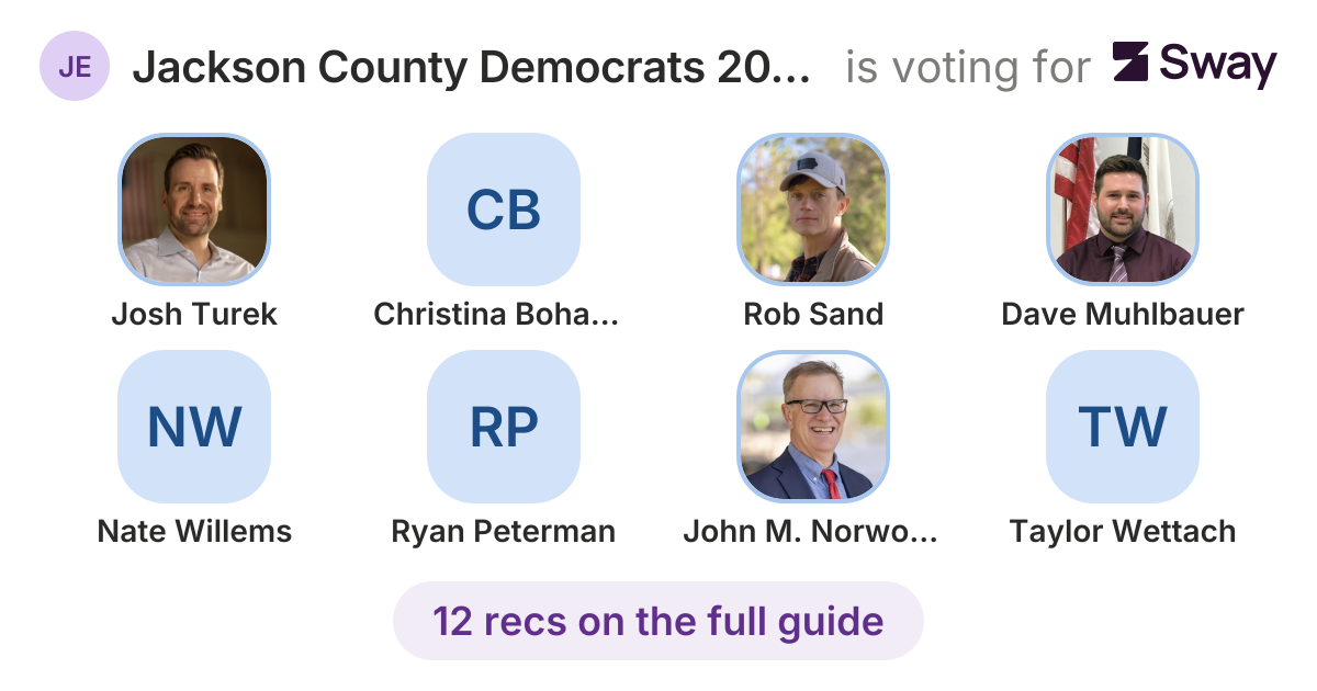 Jackson County Democrats 2026 Endorsements recommendations | Sway