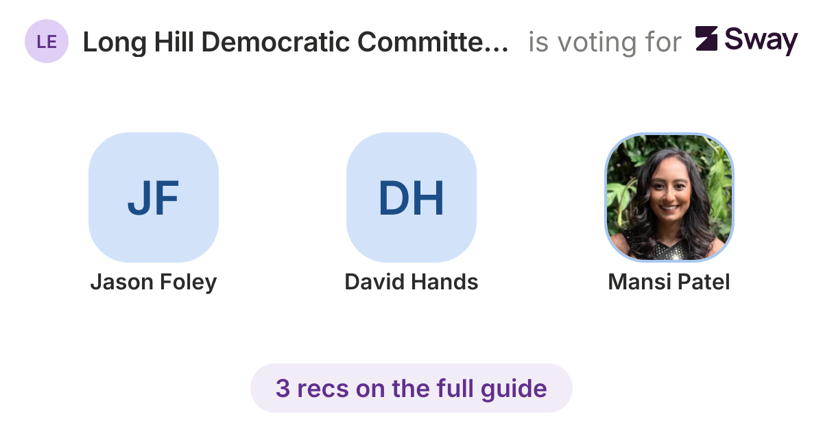 Long Hill Democratic Committee 2026 Endorsements recommendations | Sway