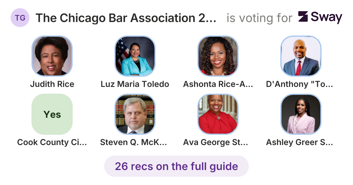 The Chicago Bar Association 2026 Judicial Voter's Guide recommendations ...