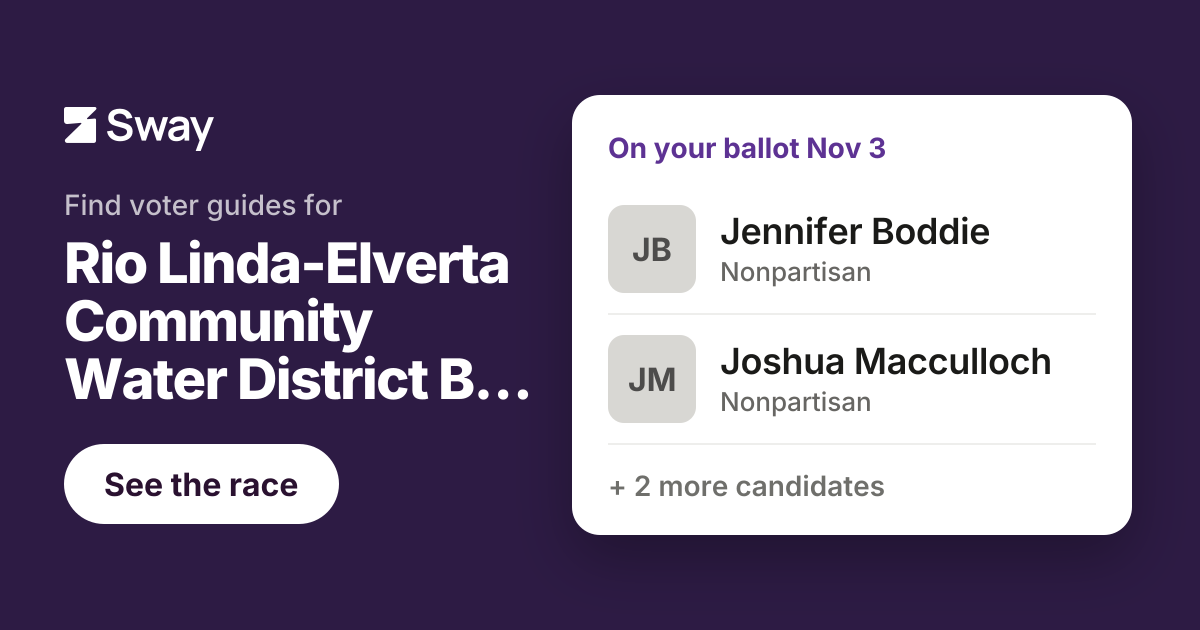 2026 Rio Linda-Elverta Community Water District Board At-large ...